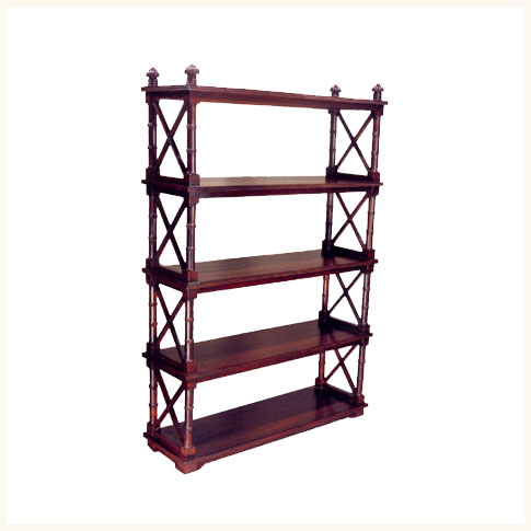 Shillong Bamboo Motif Bookshelf Colonial Burma Teak Book Stand